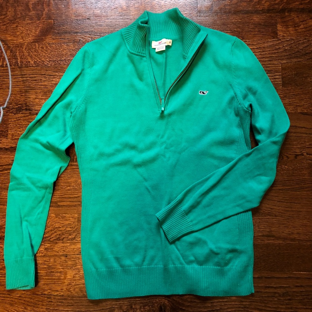 Green VV Quarter ZIP Sweater
